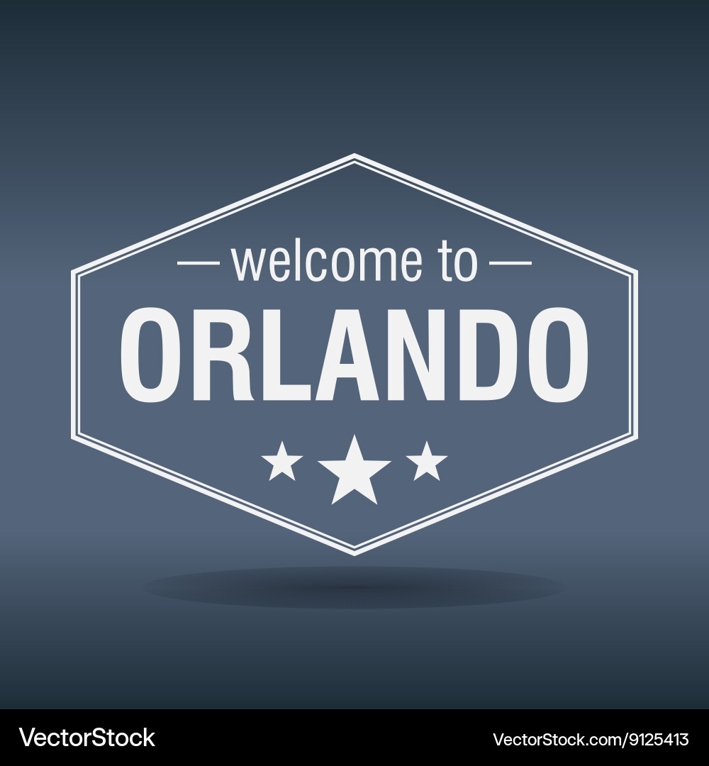 to orlando hexagonal white vintage label Vector Image