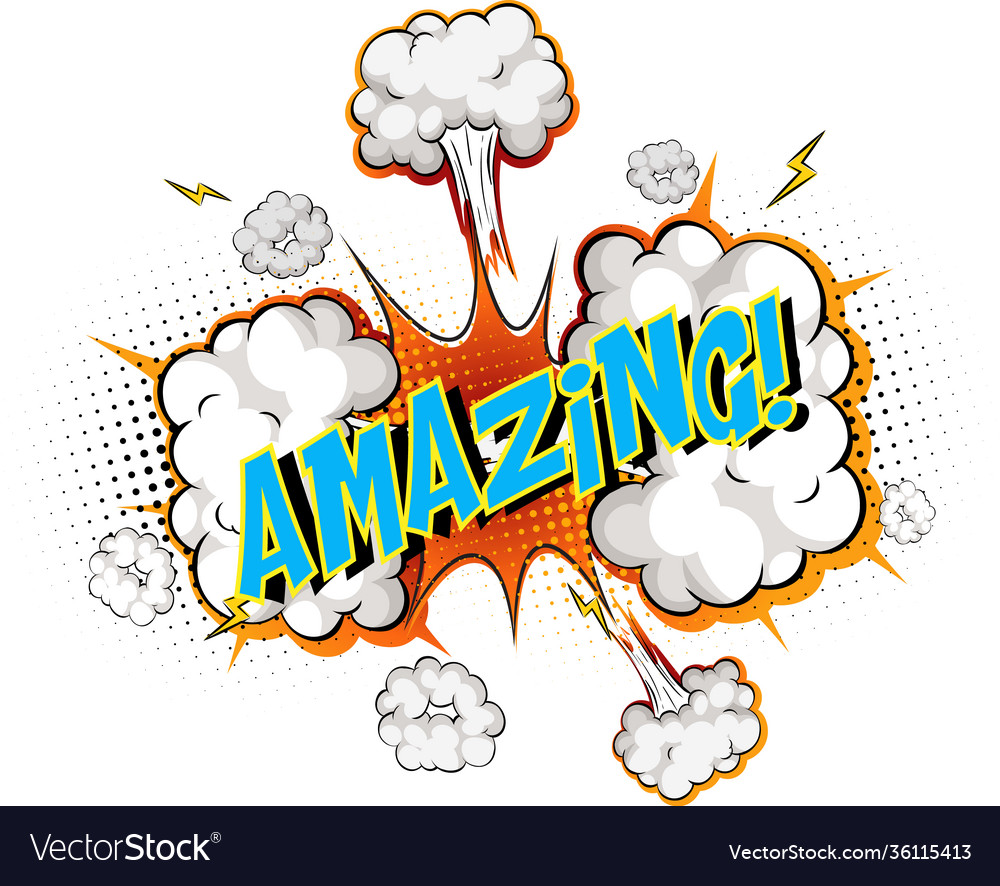 Word amazing on comic cloud explosion background Vector Image