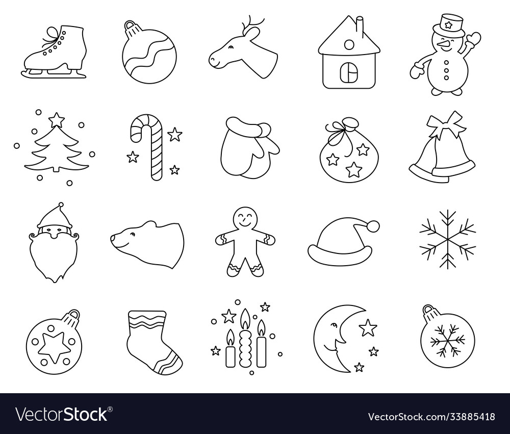 Christmas thin icons for web design and mobile app