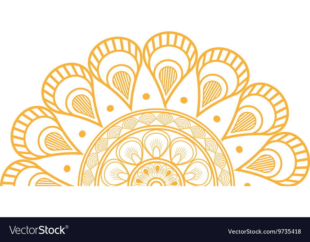 Download Circular decorative line half mandala icon Vector Image