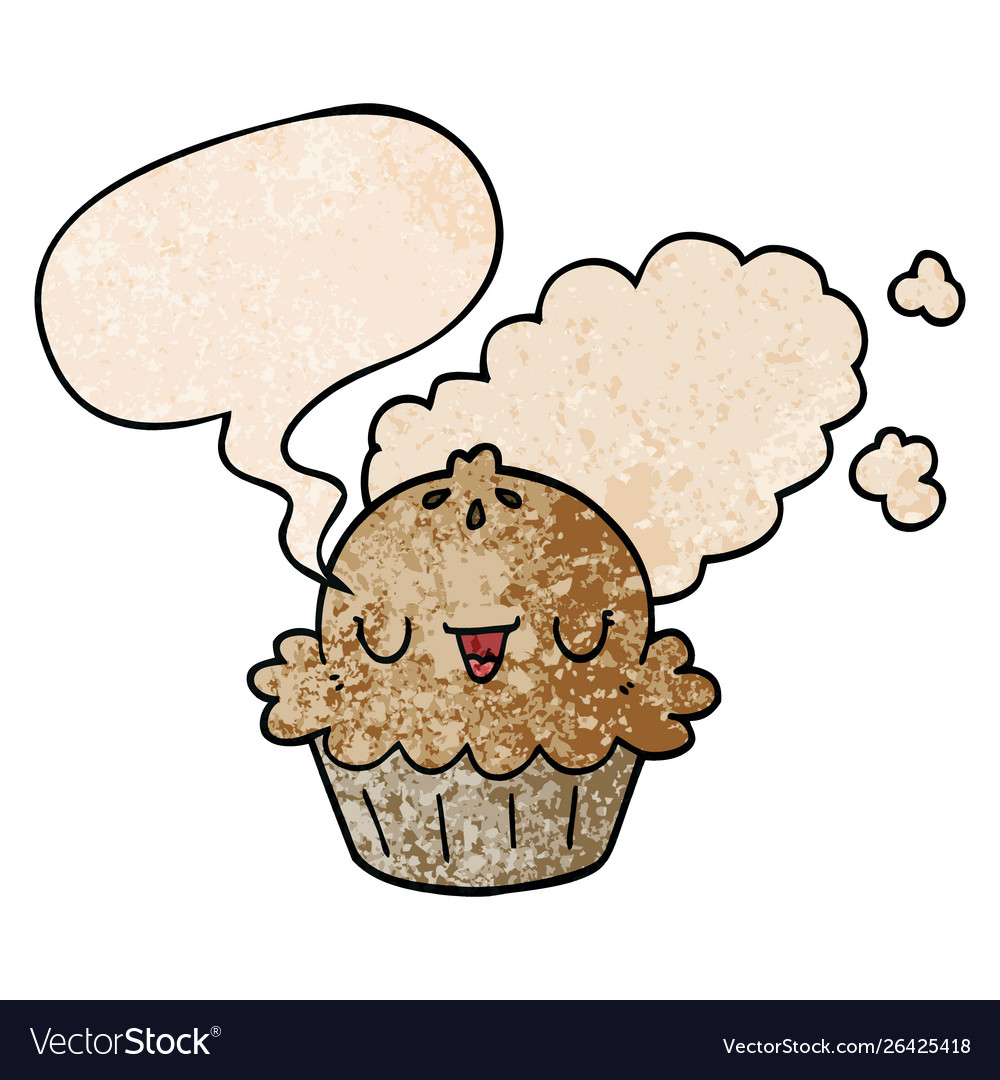 Cute cartoon pie and speech bubble in retro Vector Image