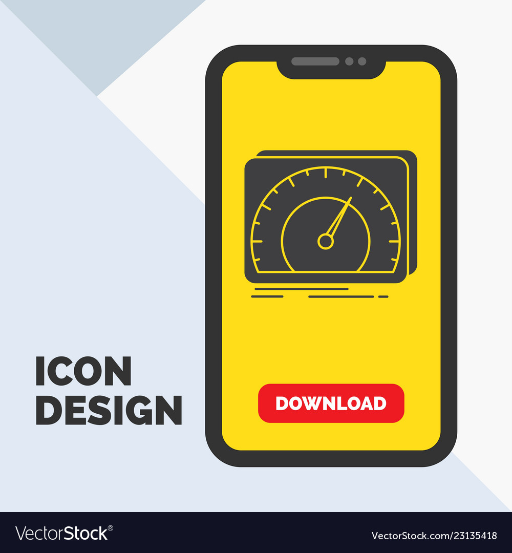 Dashboard device speed test internet glyph icon vector image Dashboard device speed test internet glyph icon