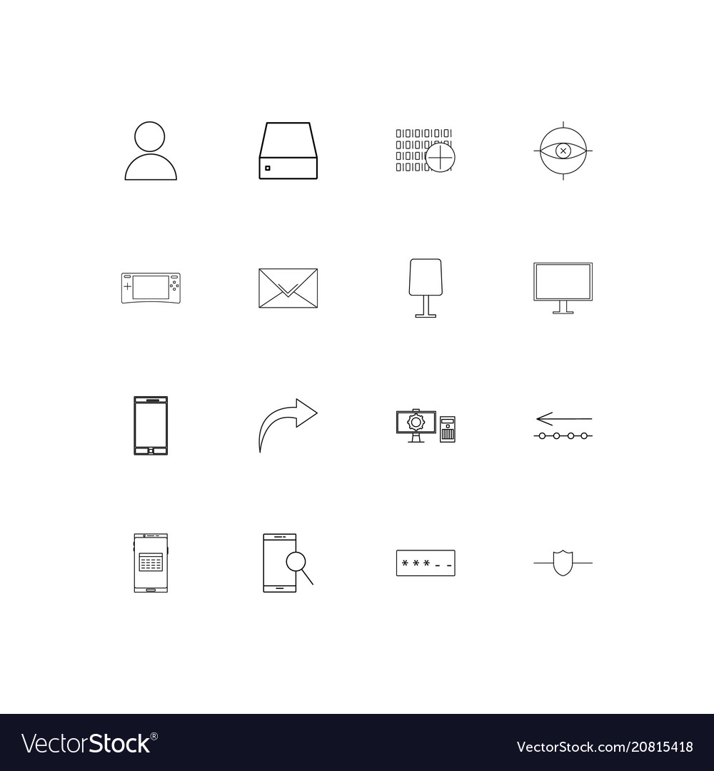 Internet technologies linear thin icons set