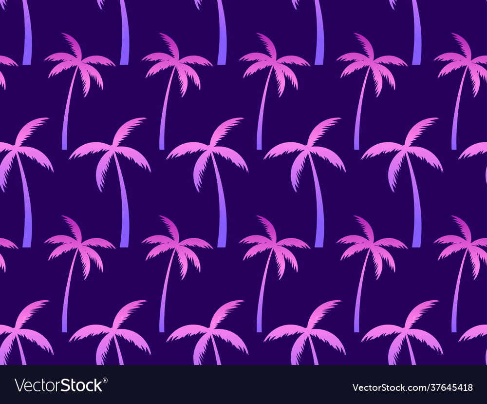 Palm trees seamless pattern violet gradient color