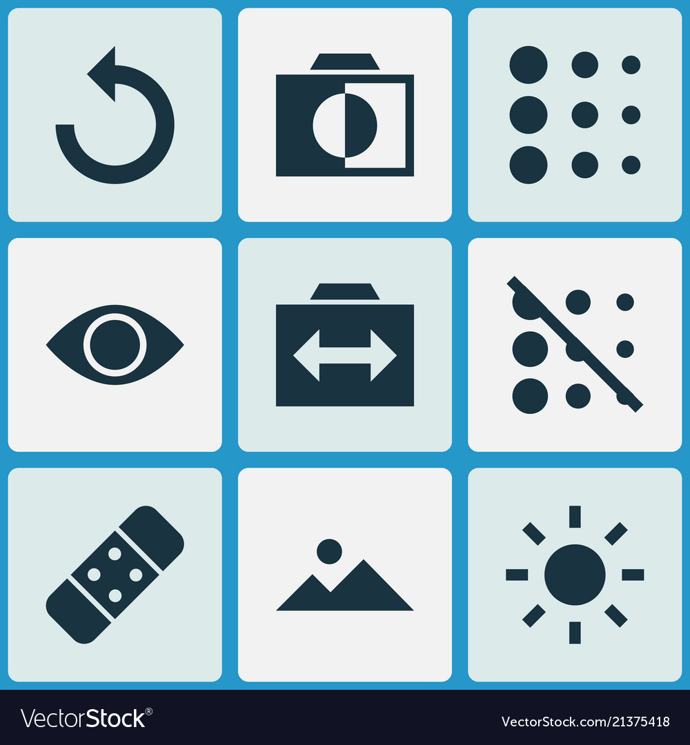 Picture icons set with reload brightness switch vector image Picture icons set with reload brightness switch