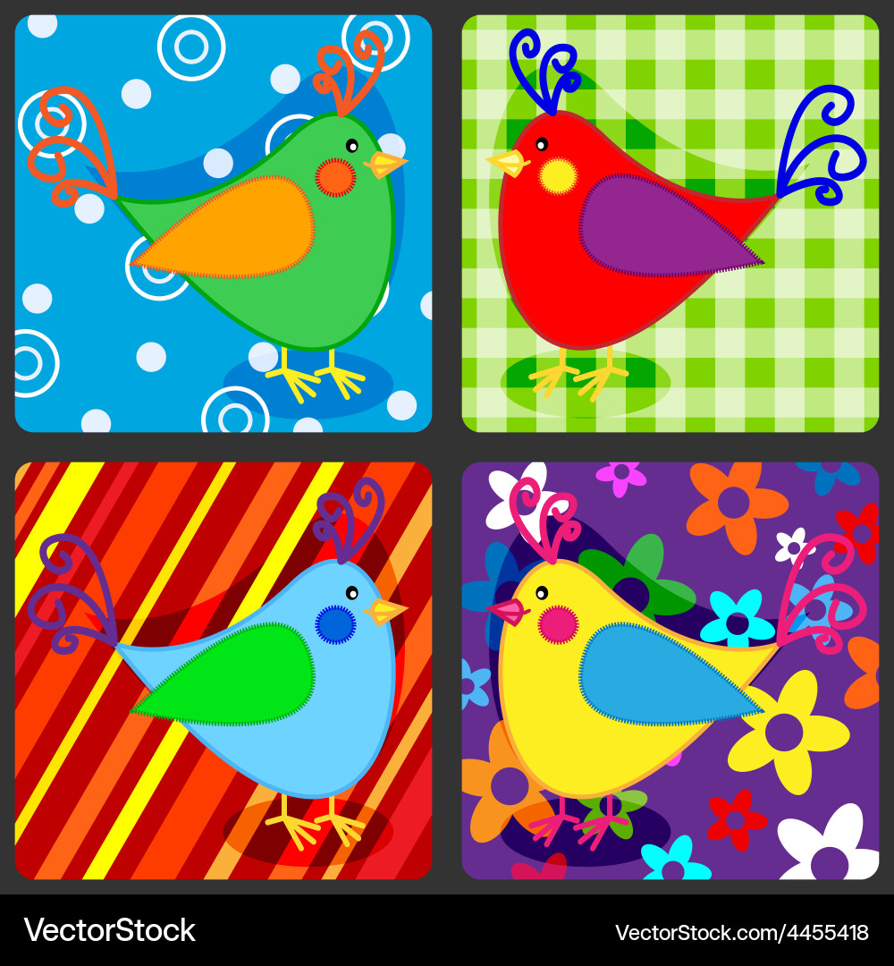 Seamless patchwork birds Royalty Free Vector Image