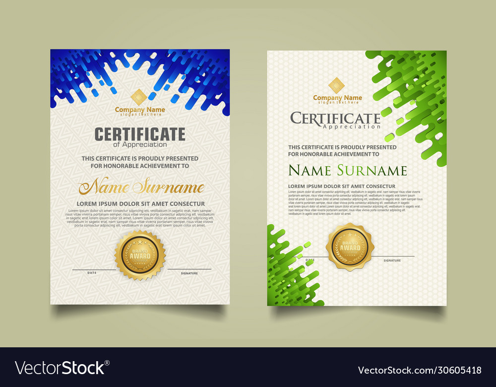 Set modern certificate template with mustard