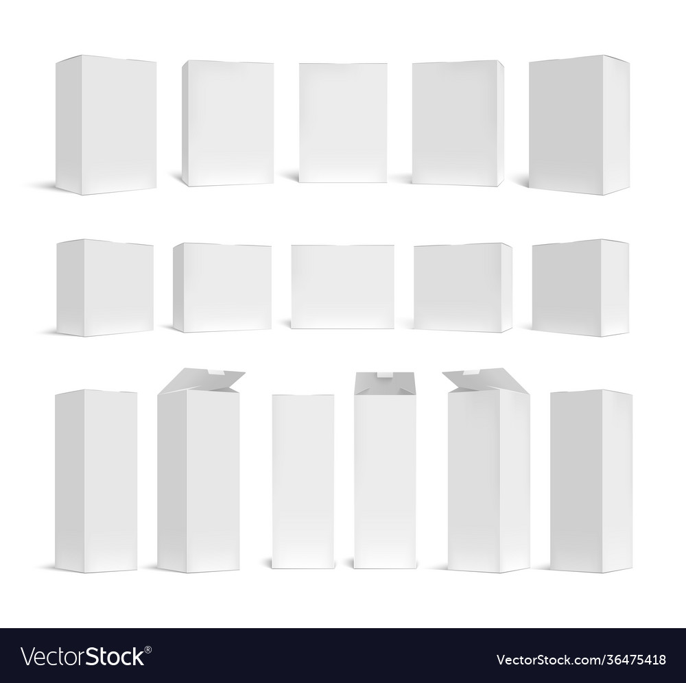 White boxes mockup blank product package 3d Vector Image