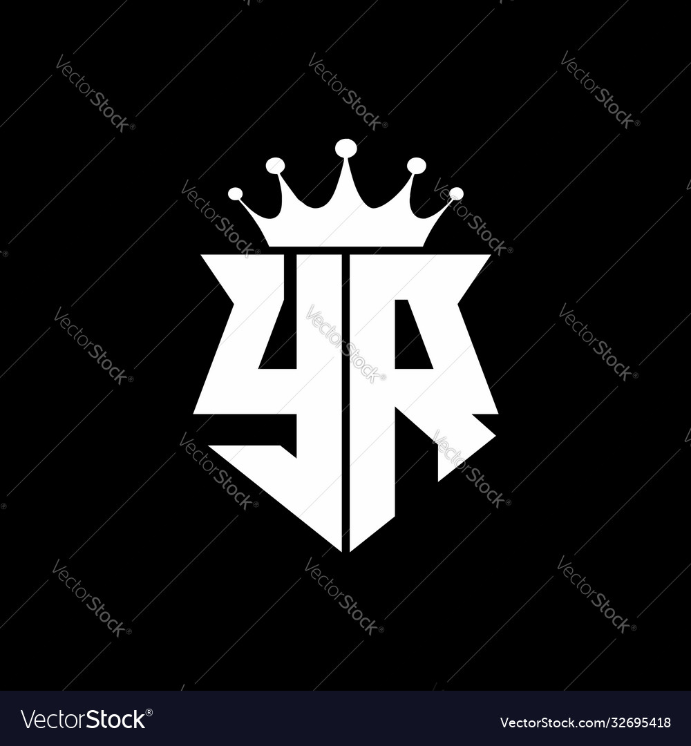 Yr logo monogram shield shape with crown design Vector Image