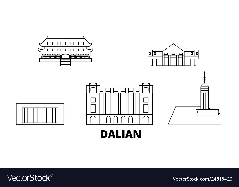 China dalian line travel skyline set