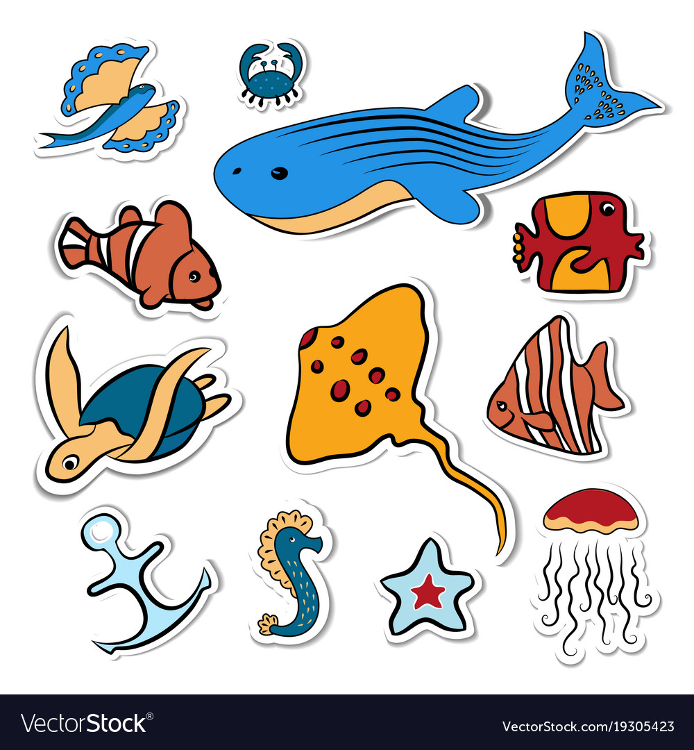 Clipart with deep-sea fish Royalty Free Vector Image