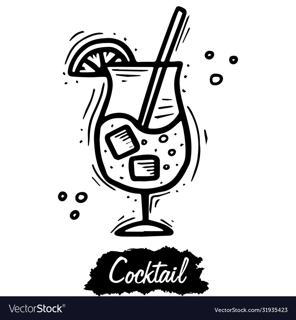 Cocktail isolated on white background vintage