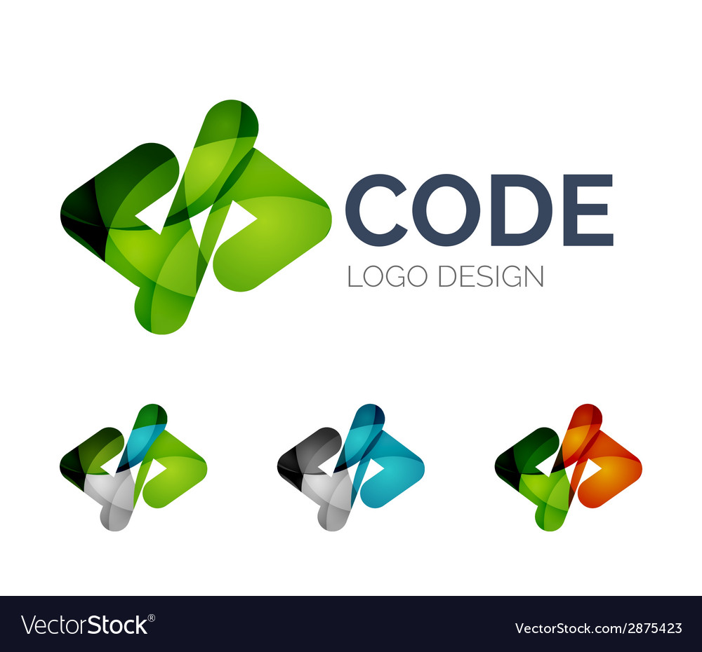 Code icon logo design made of color pieces