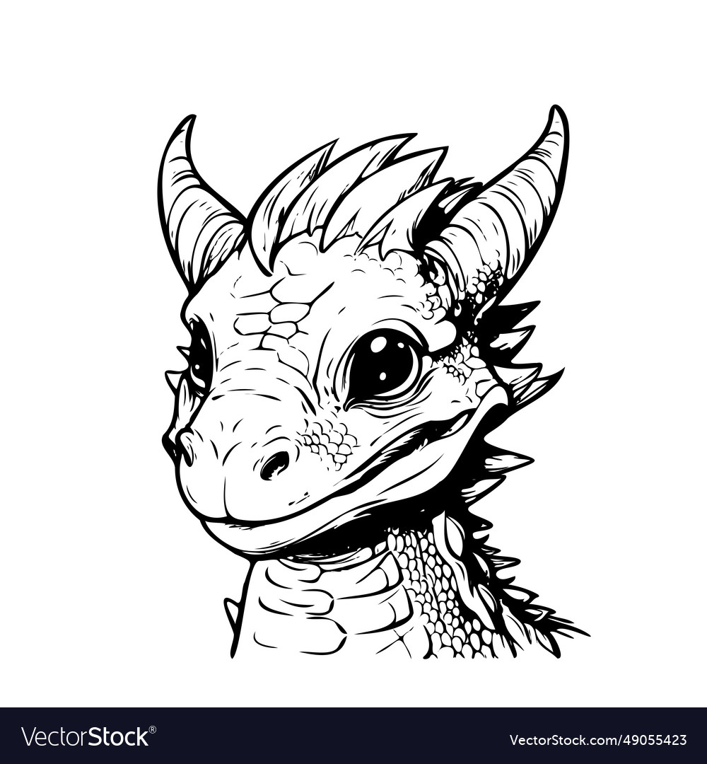 Dragon baby sketch hand drawn symbol and sign Vector Image