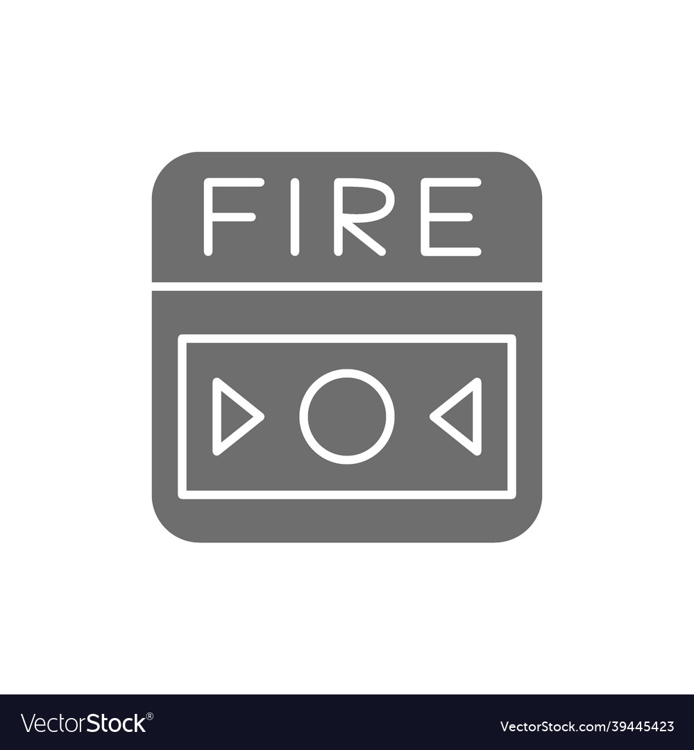 Fire alarm system button grey icon isolated