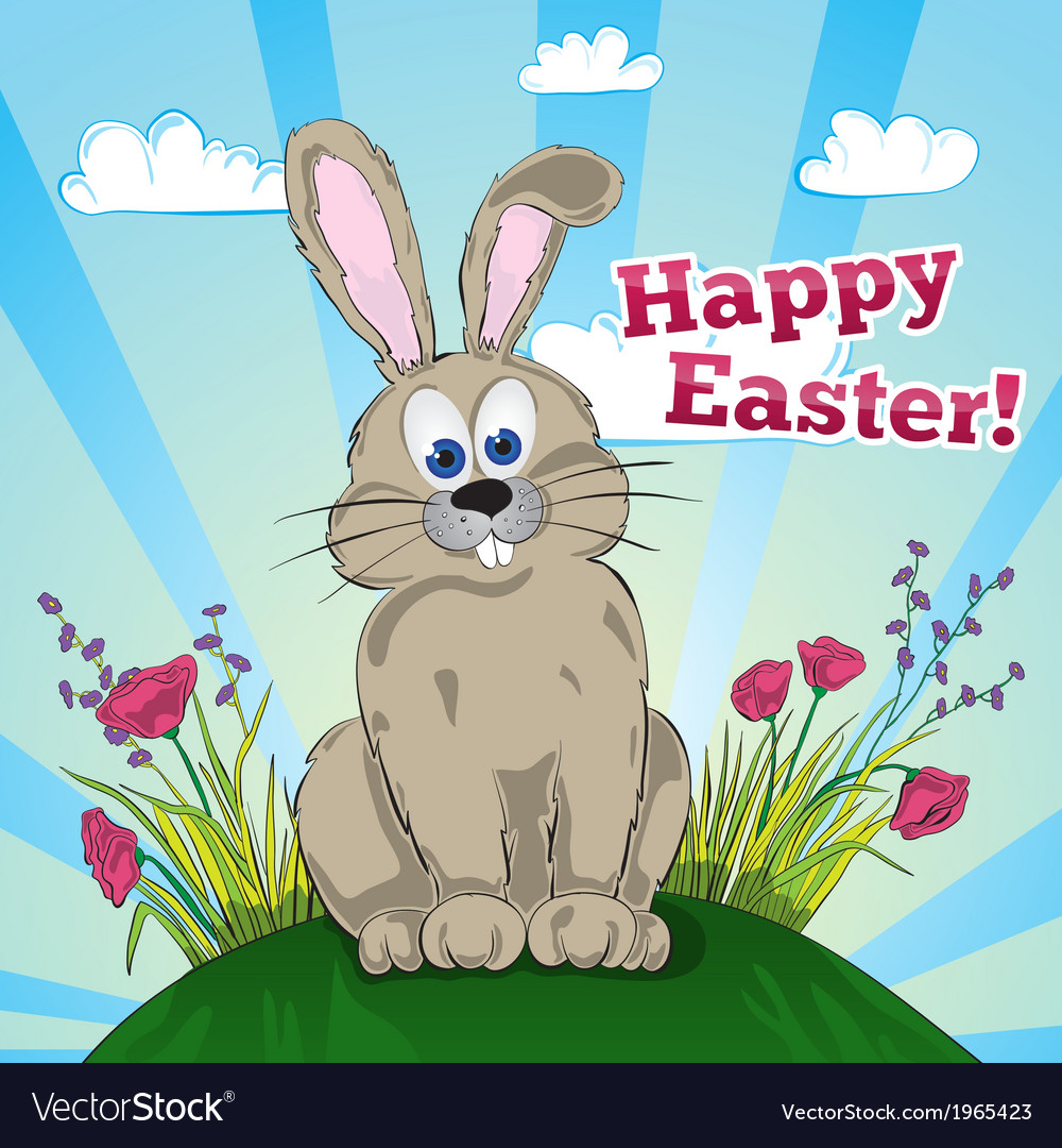 Greeting easter card with bunny Royalty Free Vector Image