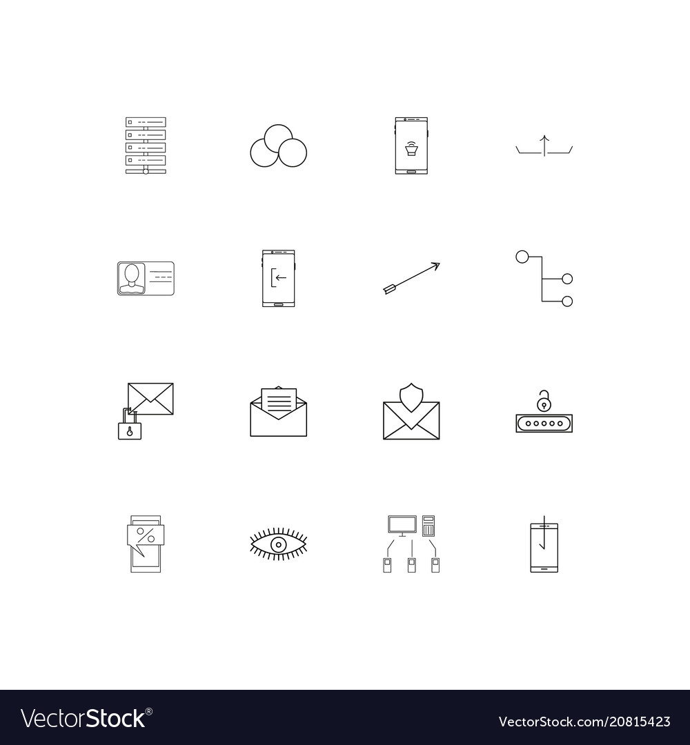 Internet technologies linear thin icons set