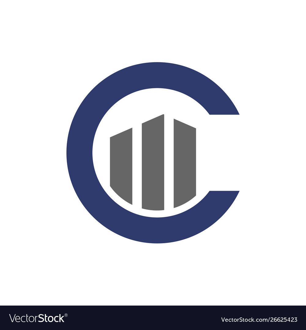 Letter c with building icon logo design