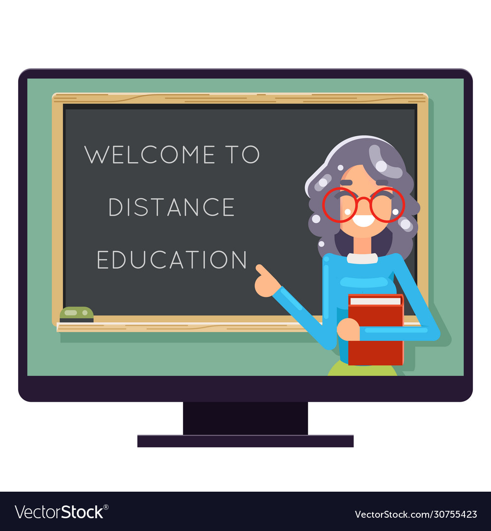 Online Teacher PC Monitor Flat Vector