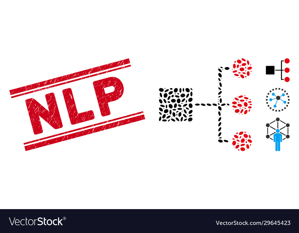 Scratched nlp line seal and collage structure vector image Scratched nlp line seal and collage structure