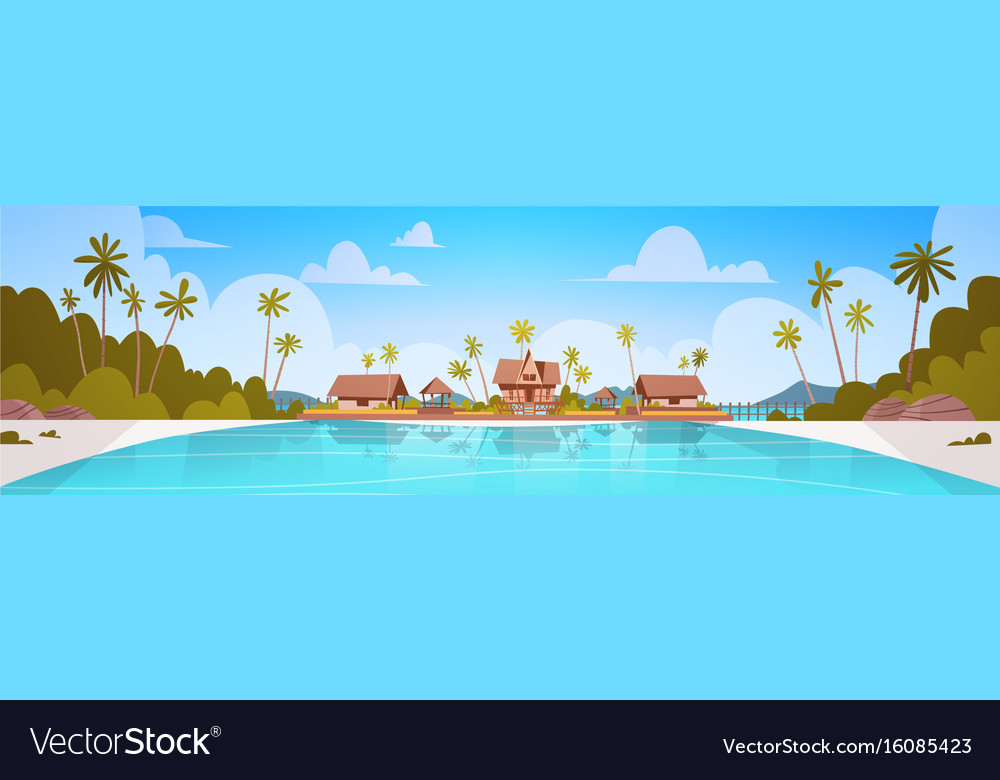 Sea shore beach with villa hotel beautiful seaside