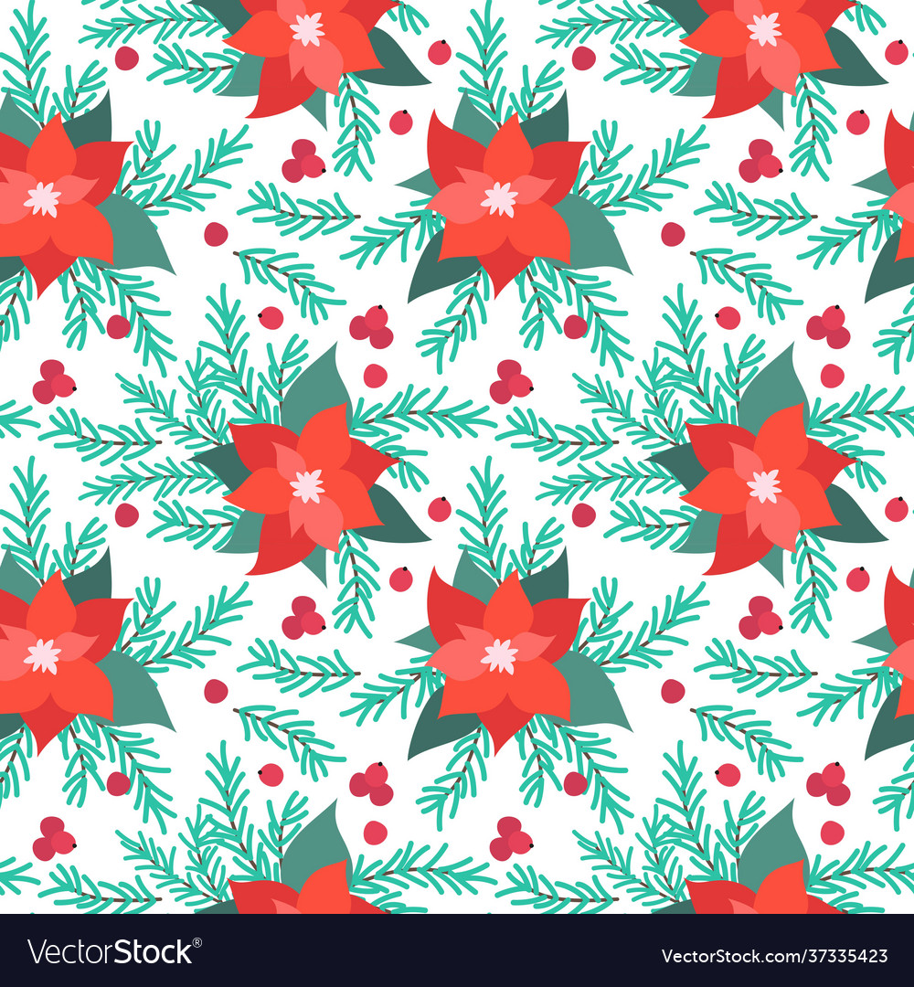 Seamless pattern with christmas poinsettia