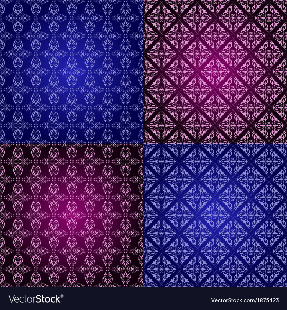Set filigree damask seamless patterns