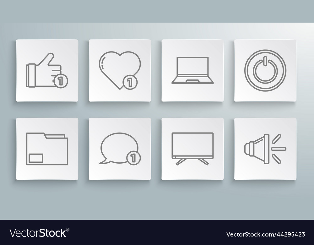 Set line document folder like and heart speech vector image Set line document folder like and heart speech