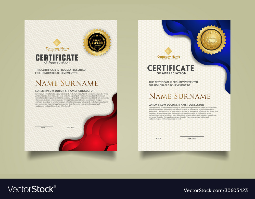 Set modern certificate template with geometric