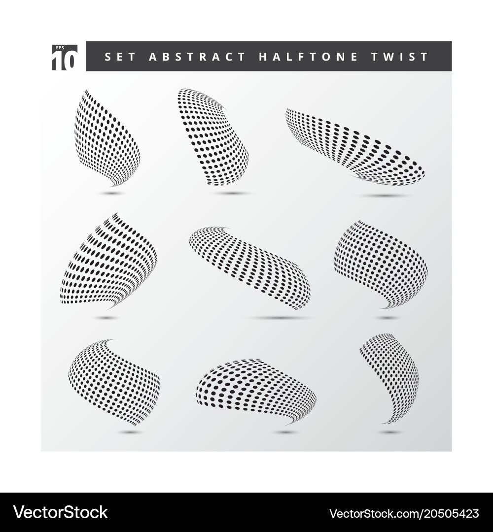 Set of abstract black color dots pattern halftone Vector Image