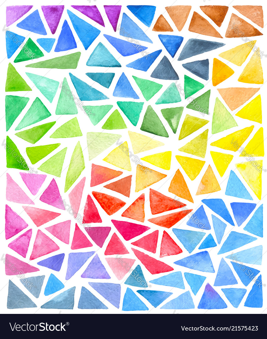 Set of bright watercolor triangles