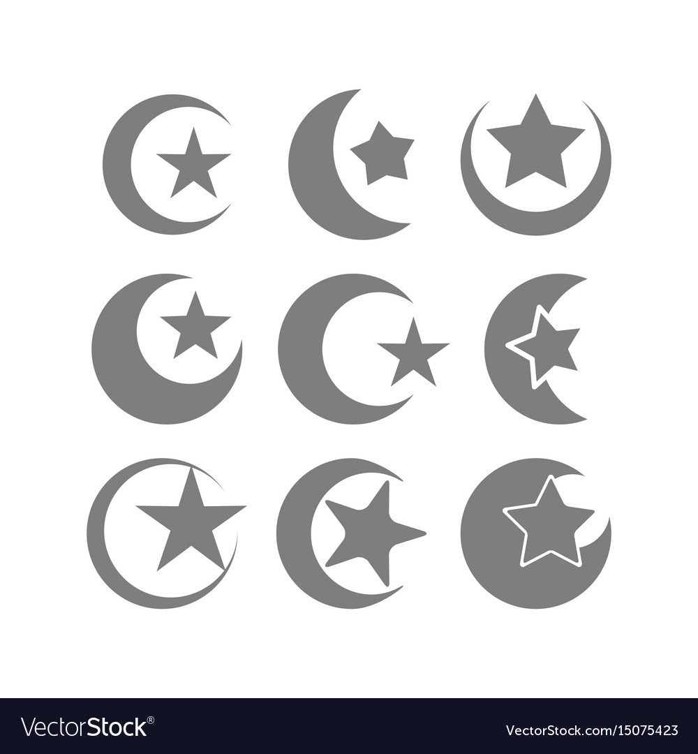 Set of monochrome icons with symbol islam