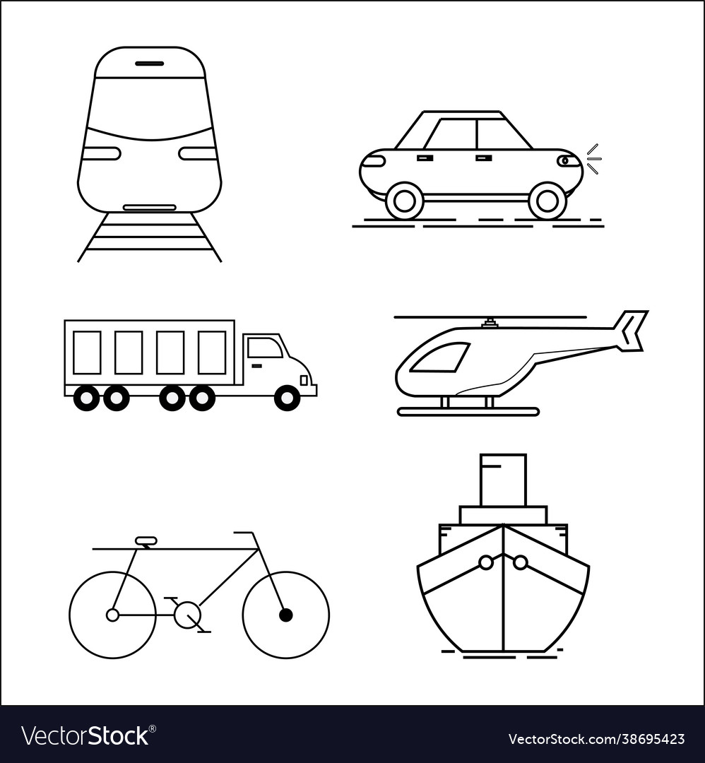 Simple set vehicle related line icons contains vector image Simple set vehicle related line icons contains