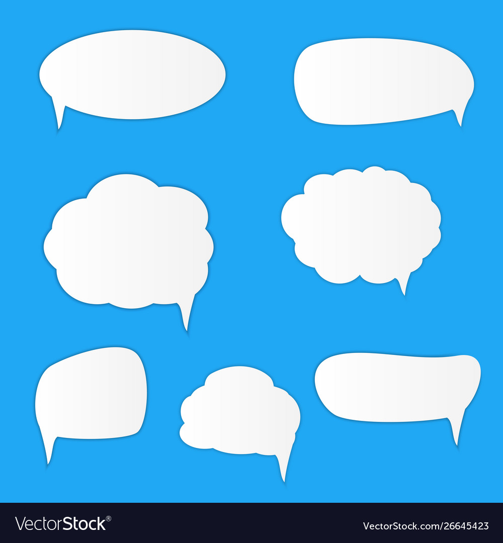 White blank retro speech bubbles set on blue vector image White blank retro speech bubbles set on blue