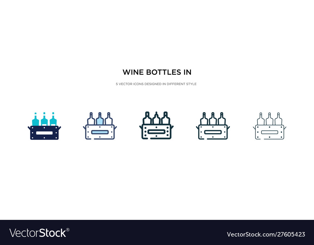 Wine bottles in a box icon different style vector image Wine bottles in a box icon different style