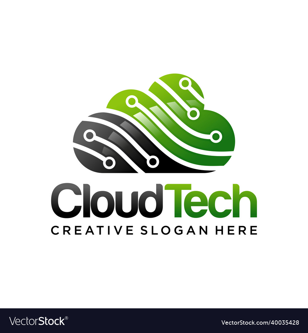 Creative cloud tech digital logo design Royalty Free Vector