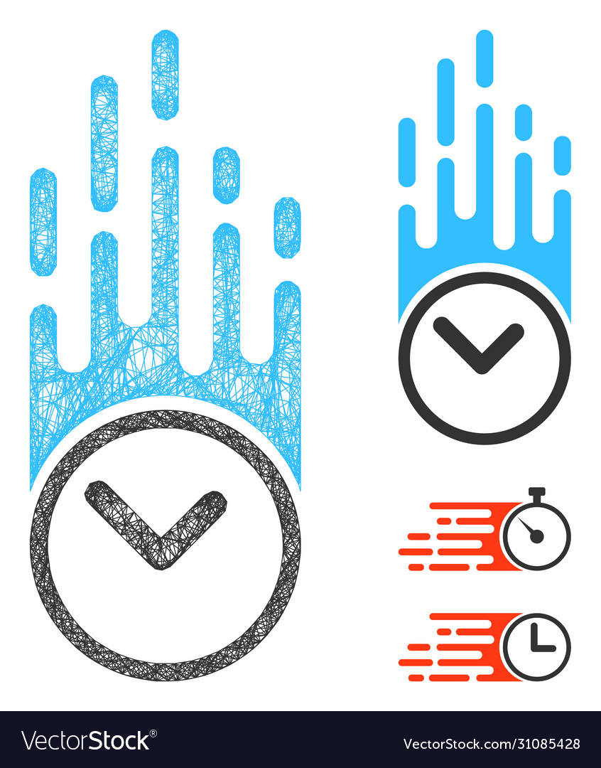 Falling clock polygonal web mesh vector image Falling clock polygonal web mesh