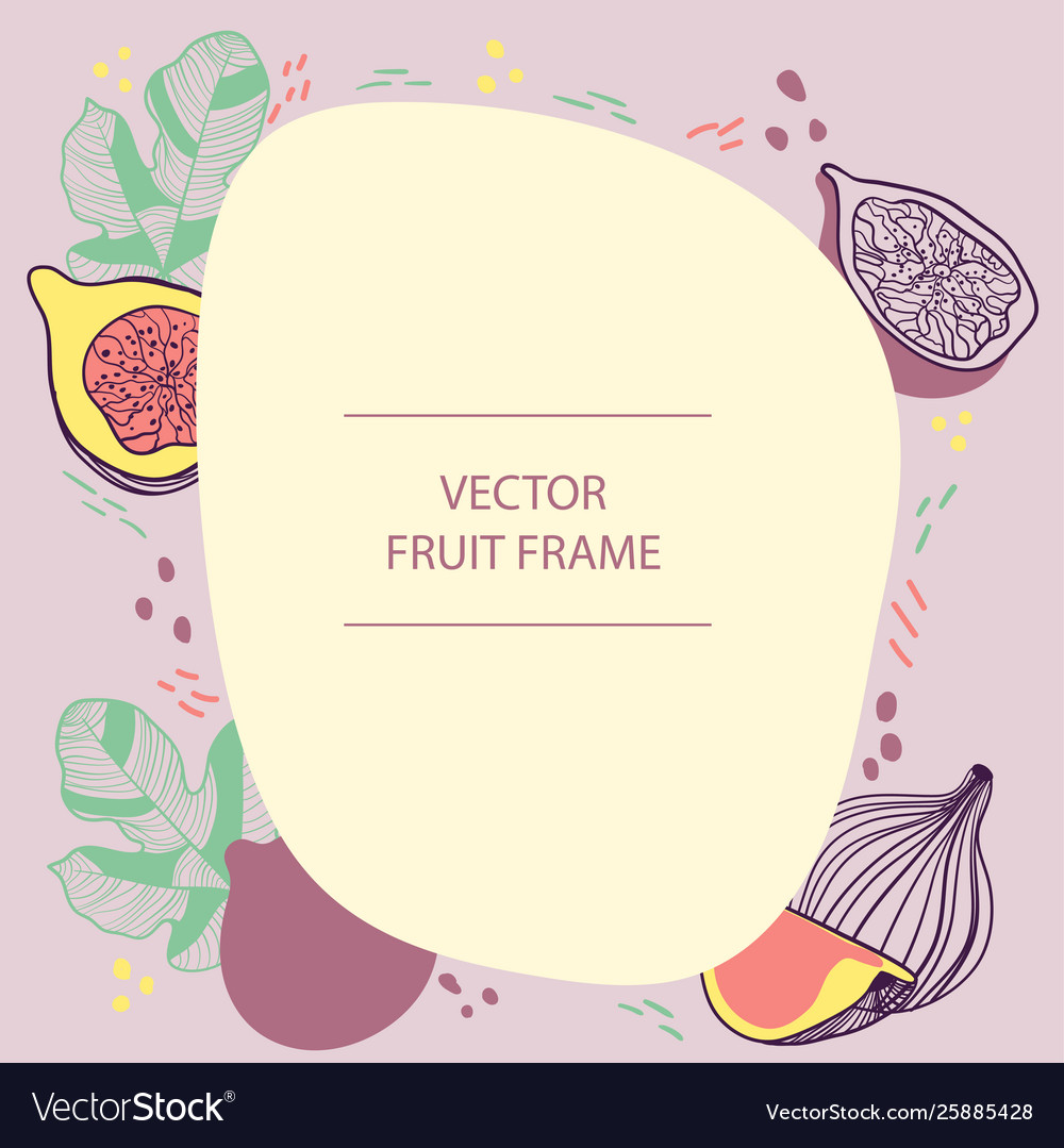 Obst Feigen Textrahmen Hand gezogen flache Vorlage vector image Obst Feigen Textrahmen Hand gezogen flache Vorlage