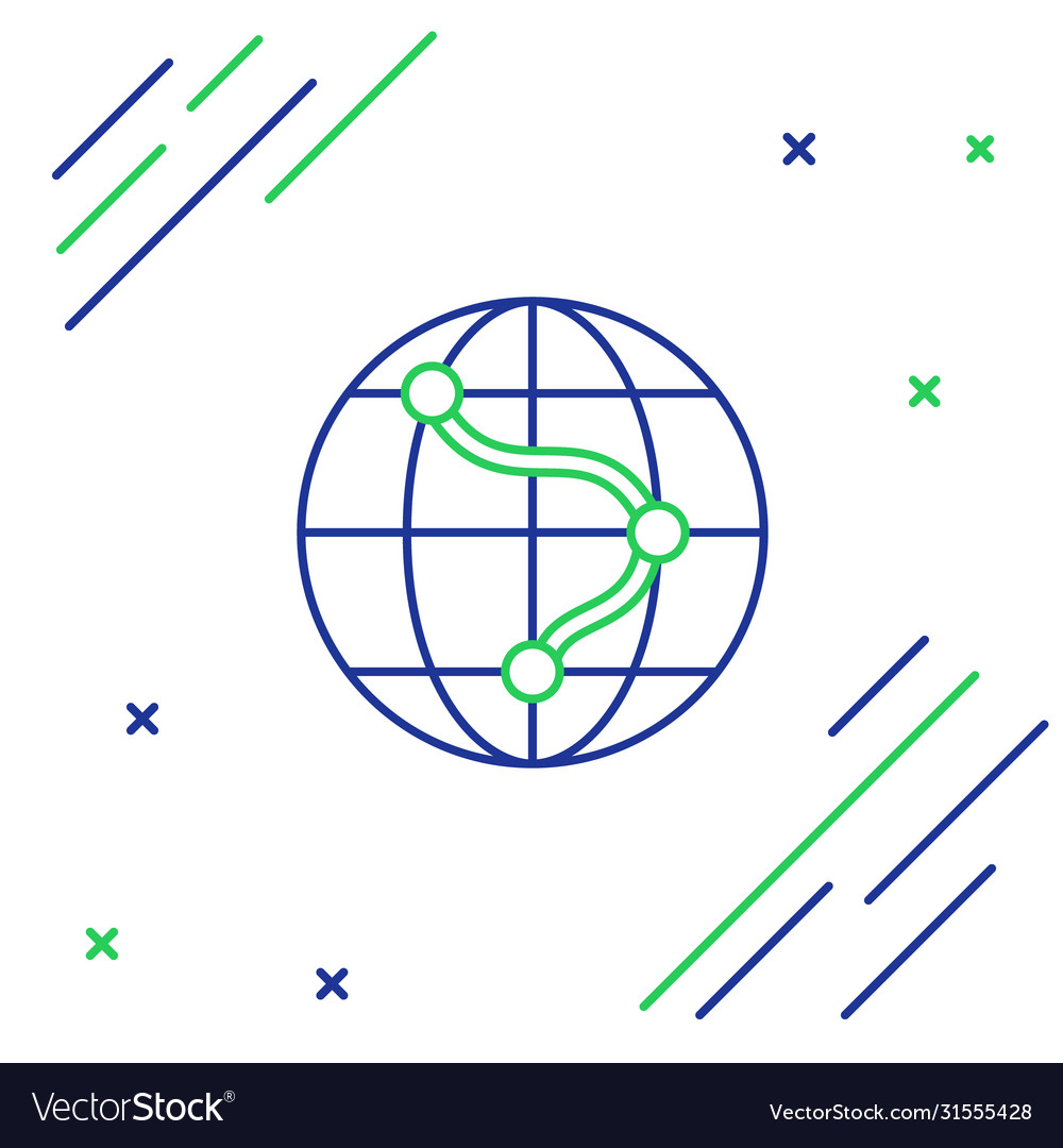Line computer monitor and folded map with location vector image Line computer monitor and folded map with location