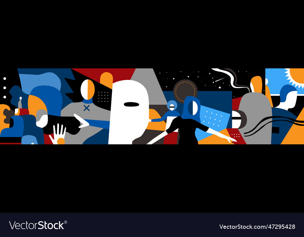 People of the future virtual reality - abstract Vector Image