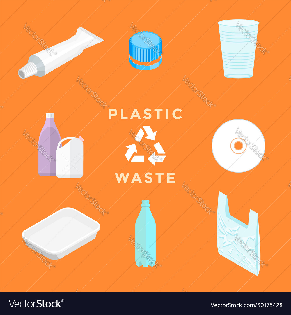 Recycle Plastic Waste Management Set Royalty Free Vector