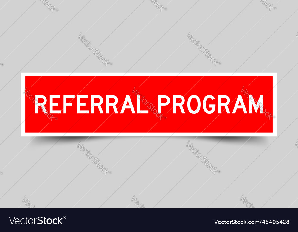 Square label banner with word referral program