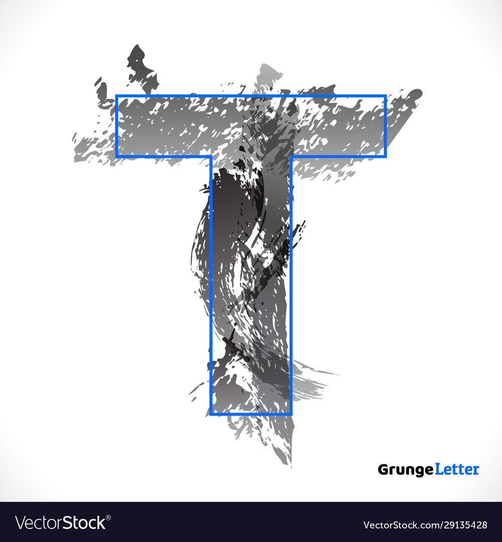 Stylized grunge logo letter t brush strokes Vector Image