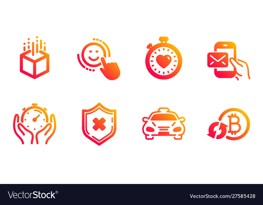 Timer taxi and augmented reality icons set vector image Timer taxi and augmented reality icons set