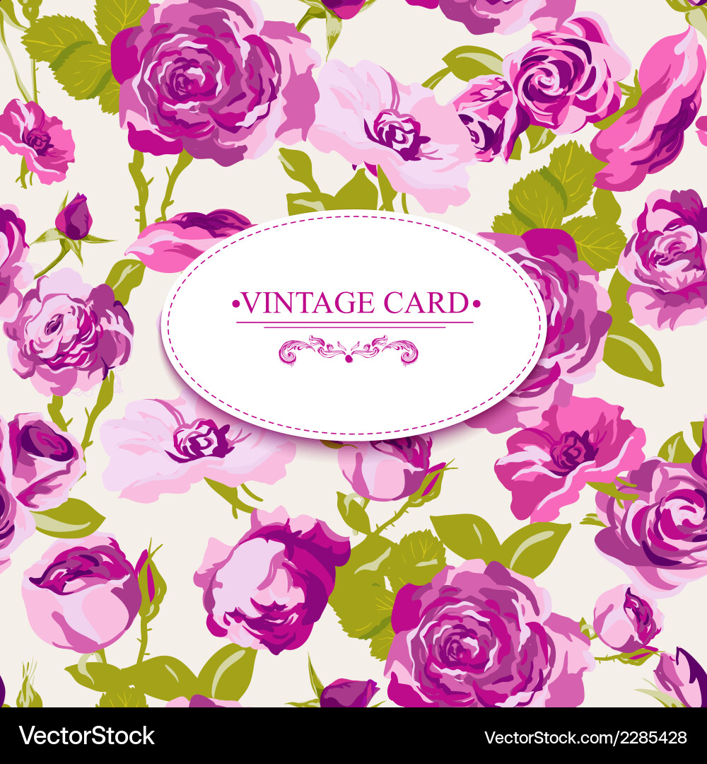 Vintage floral card with roses Royalty Free Vector Image