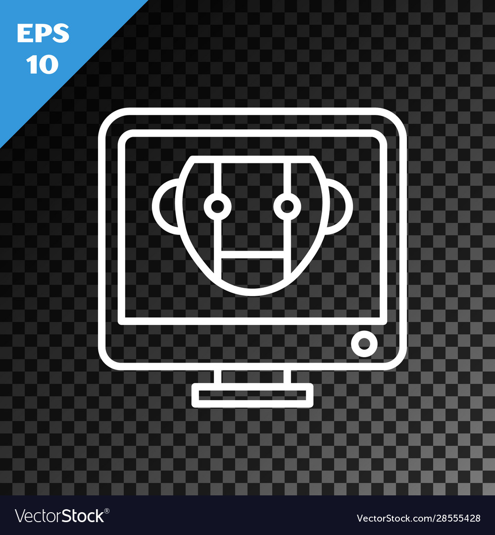 White line bot icon isolated on transparent dark vector image White line bot icon isolated on transparent dark
