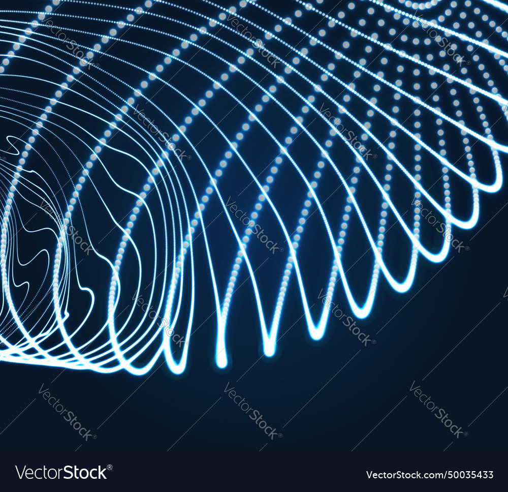 Array mit dynamischen Partikeln 3d Technologie-Stil vector image Array mit dynamischen Partikeln 3d Technologie-Stil