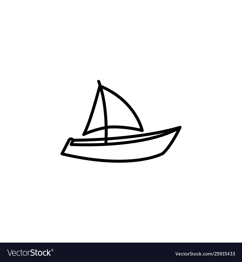 Boat line icon in flat style for apps ui websites vector image Boat line icon in flat style for apps ui websites