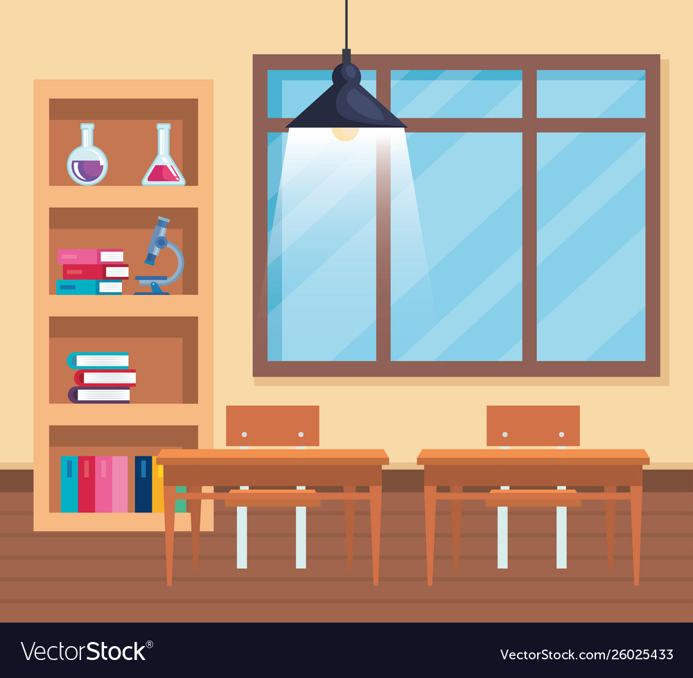 Books with erlenmeyer flask and microscope