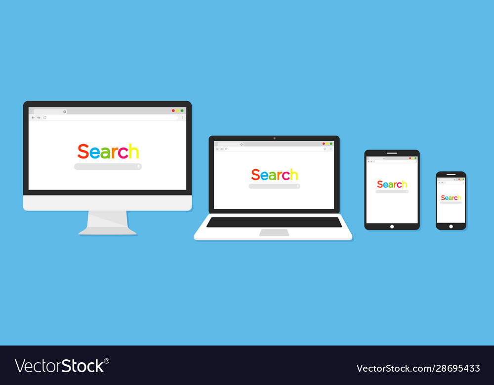 Computer with open browser monitor Royalty Free Vector Image